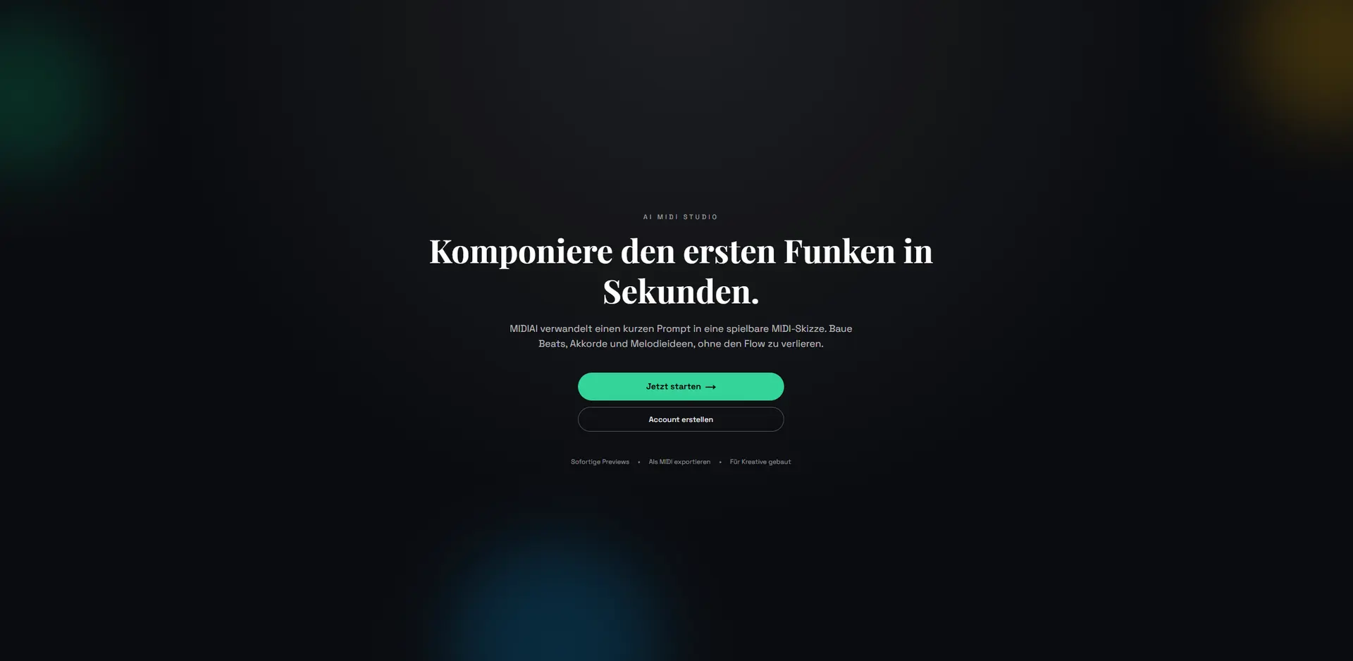 Ansicht des Projekts MidiAI